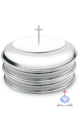 Holy Communion Tray  Double Bread Container with 66 cups,  Mirror Polish Stainless Steel