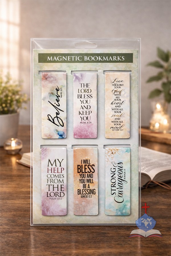 Christian Magnetic Bookmarks Set of 6 with Bible Verses, Believe