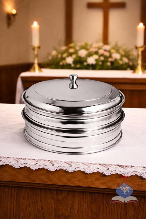 Holy Communion Tray  Double  Container with 80 cups,  Mirror Polish Stainless Steel