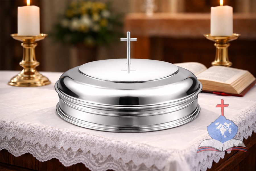 Holy Communion Tray, Single Container with 40 cups, Mirror Polish Stainless Steel