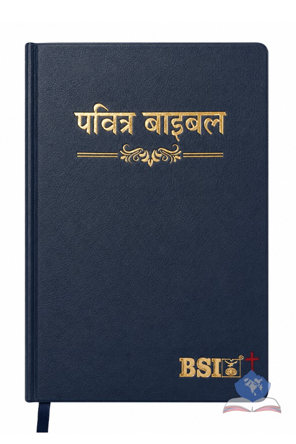Hindi Bible (OV) Crown, Navy Blue Vinyl Soft Leather