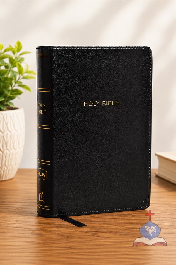NKJV, Reference Bible, Compact Large Print, Leathersoft, Black, Red Letter, Comfort Print